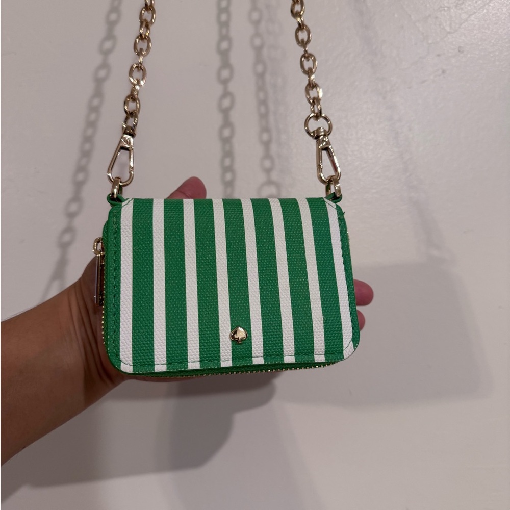 Kate Spade Mini Green and White Striped Crossbody Bag/Excellent Condition